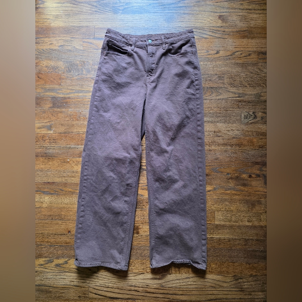 Old Navy 12 Extra High Rise Sky Hi Wide Leg Women's Brown Jeans P010